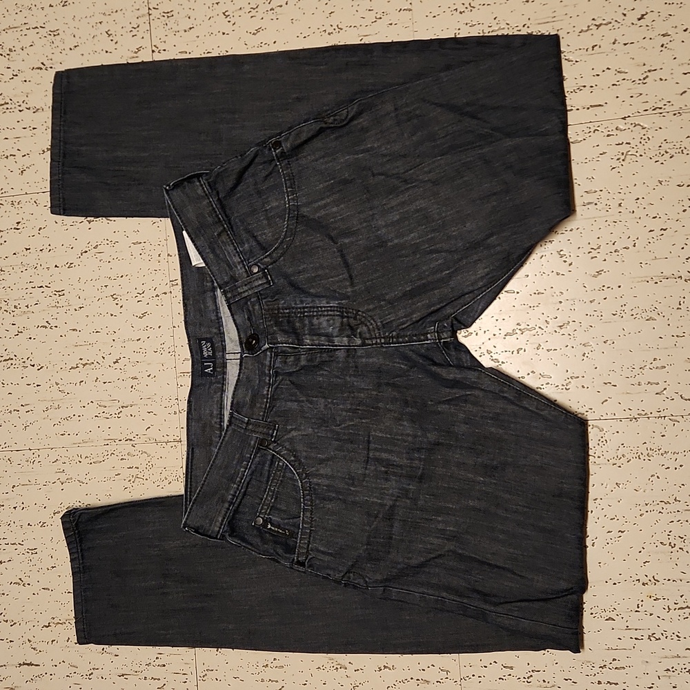 Armani Jeans Dark Grey Straight Leg Baggy Fit Denim Jeans